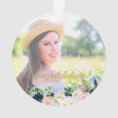 卒業 | PHOTOエレガントフローラブルーと金ゴールド オーナメント (裏面)