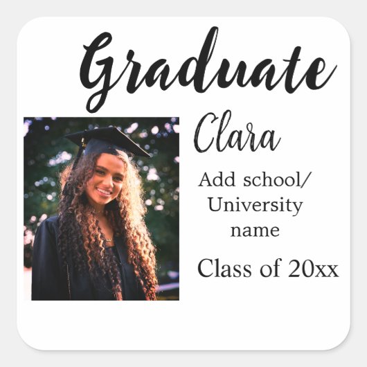 卒業add name class of 20xxおめでとうadd pho スクエアシール (正面)