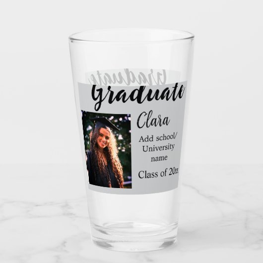 卒業add name class of 20xxおめでとうadd pho タンブラーグラス (正面)