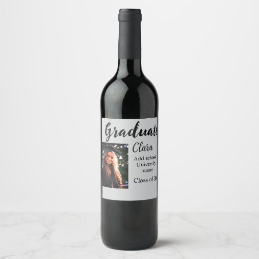 卒業add name class of 20xxおめでとうadd pho ワインラベル (正面)