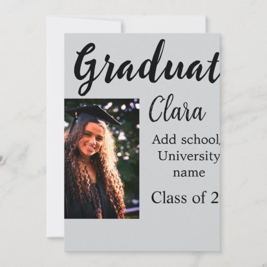 卒業add name class of 20xxおめでとうadd pho 招待状 (正面)