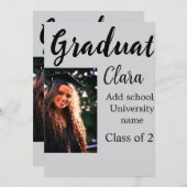 卒業add name class of 20xxおめでとうadd pho 招待状 (正面/裏面)