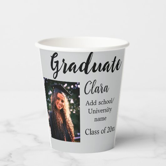 卒業add name class of 20xxおめでとうadd pho 紙コップ (正面)
