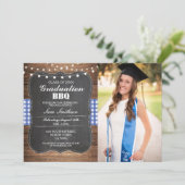 卒業BBQの写真の点検の青く素朴な木 招待状 (スタンド正面)