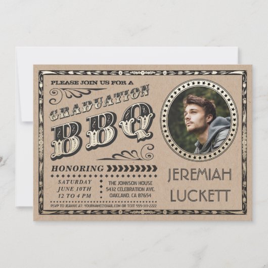 卒業BBQの招待状|のカスタムな写真 招待状 (正面)