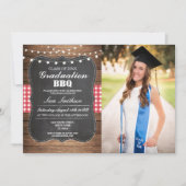 卒業BBQチョー素朴クウッドライト写真 招待状 (正面)