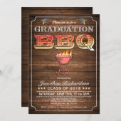 卒業BBQ招待状（グリル&ウッド） 招待状 (正面/裏面)