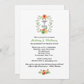 卒業BSN RNをピンで止めている花のケリュケイオンのナース 招待状 (正面/裏面)