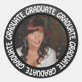 卒業Chalkboardサークルあなたの写真を追加 ラウンドシール