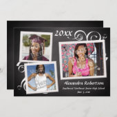 卒業Chalkboardフォトフレーム 招待状 (正面/裏面)