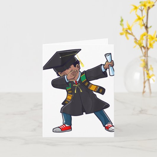 卒業Cl Of 2025 Dabbing Boy Black Graduate D カード (黄色い花)