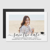 卒業Date 1フォトスクリプトのエレガント保存 マグネット招待状 (正面/裏面)