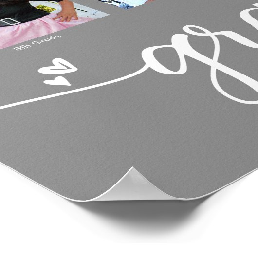 卒業K-12スクリプトモダンフォトコラージンググレー ポスター (角)