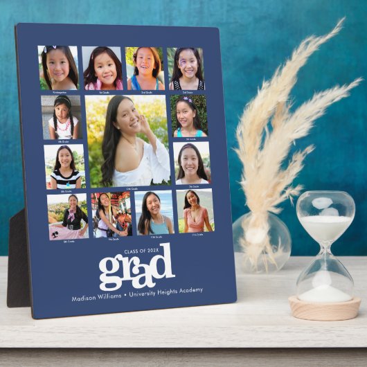 卒業K-12フォトコラージョモダンンはっきりしたブルー フォトプラーク (側面)