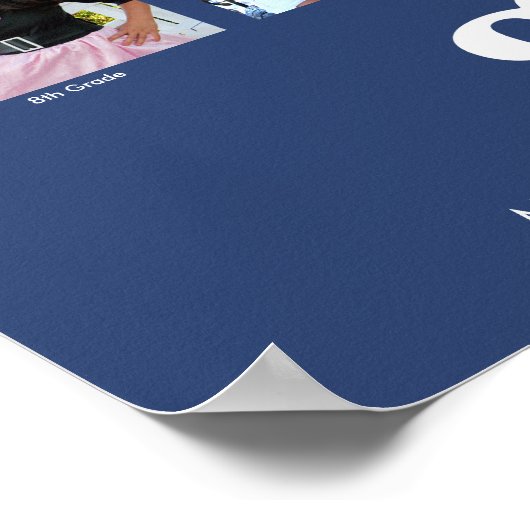 卒業K-12フォトコラージョモダンンはっきりしたブルー ポスター (角)