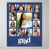 卒業K-12フォトコラージョモダンンはっきりしたブルー ポスター (正面)