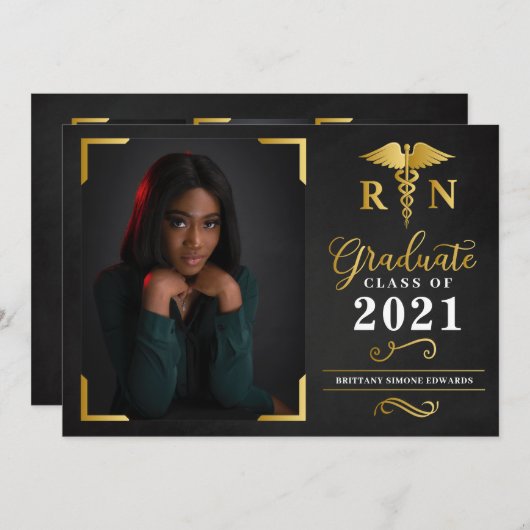 卒業RNアナウンスフォトカード招待状 招待状 (正面/裏面)