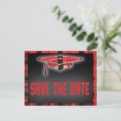 卒業Save The Date モダン Plaidタータンチェック 案内ポストカード (スタンド正面)