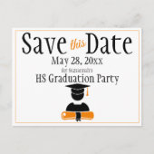 卒業Save The Date Black Orangeカスタム ポストカード (正面)