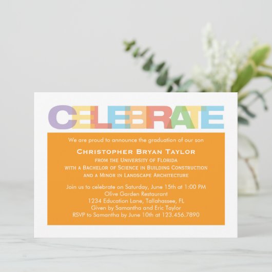 卒祝業招待状 招待状 (スタンド正面)