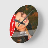 卒赤と白業写真丸時計 ラウンド壁時計 (傾斜)