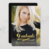 卒輝く業|写真卒業パーティー 招待状 (正面/裏面)