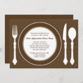 卓お洒落上企業のパーティの招待状-茶 招待状 (正面/裏面)