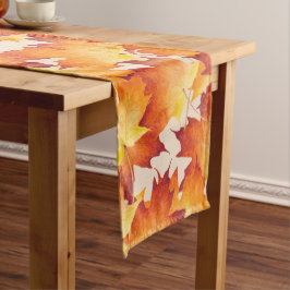 卓上のメープルカップル ロングテーブルランナー