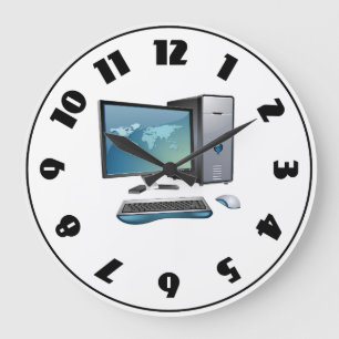 卓上コンピュータの時計 ラージ壁時計