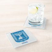 卓上コースターイスラエル共和国の紋章付き外衣 ガラスコースター (アングル)