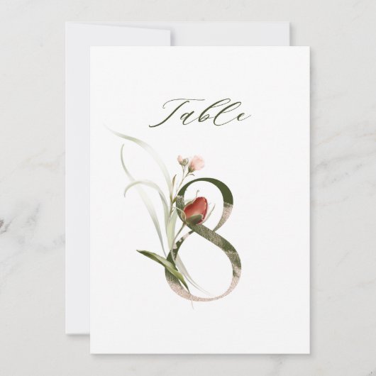 卓上ナンバーカード 花飾り ナンバー8 招待状 (正面)