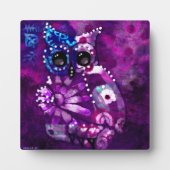 卓上プラークお洒落抽象芸術フクロウ紫 フォトプラーク (正面)