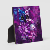 卓上プラークお洒落抽象芸術フクロウ紫 フォトプラーク (正面)