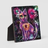 卓上プラークお洒落抽象芸術フローラ猫 フォトプラーク (正面)