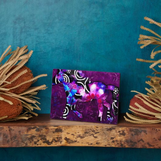 卓上プラークお洒落抽象芸術ホースアートブルー フォトプラーク (側面)