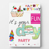 卓上プラークとイーゼルベビーおもしろいカップケーキハッピー フォトプラーク (正面)