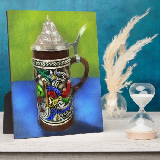 卓上プラークのビアスタイン写真アートブルーグリーン フォトプラーク (側面)