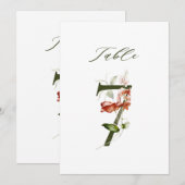 卓上番号カード 花飾り 数字 7 招待状 (正面/裏面)