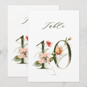 卓上番号10(5x7植物花卉插图) 招待状 (正面/裏面)