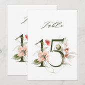 卓上番号15 花の装飾付き 招待状 (正面/裏面)