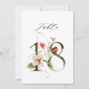 卓上番号18 花の植物イラスト, テーブル番号 招待状