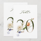 卓上番号20（5x7植物花卉图案） 招待状 (正面/裏面)