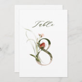 卓上番号8、ボタニカル フラワープレート 招待状 (正面/裏面)