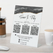 *~*卓上QR 3支払いテーブルテント瑪瑙グリッター 台座サイン (インサイチュ)