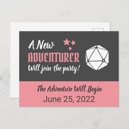 卓上RPGピンク妊娠発表 案内ポストカード (正面/裏面)