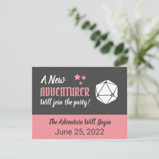 卓上RPGピンク妊娠発表 案内ポストカード (スタンド正面)