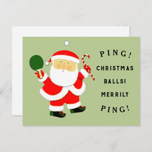 卓球おもしろいのクリスマス シーズンポストカード (正面/裏面)