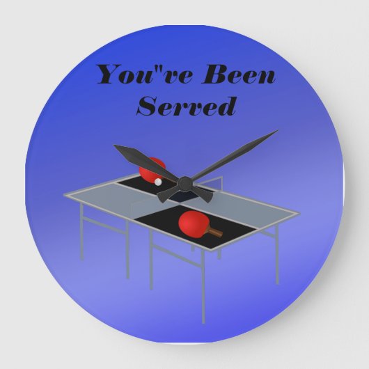 卓球おもしろい（青）、壁掛け ラージ壁時計 (正面)