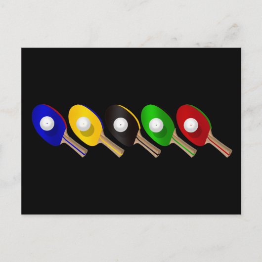 卓球こうもりとピンポンボールスポーツ ポストカード (正面)