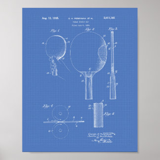 卓球こうもり1935特許技術青写真 ポスター